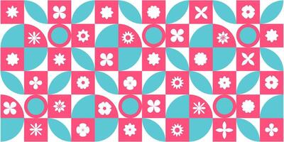 Geometric background in neo-geometry style. Various simple colorful abstract shapes. Brutalism. vector