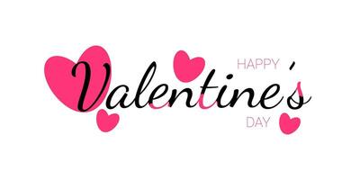 Valentine's Day text design with hearts on white background.Typography. vector