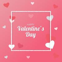 Valentine's Day.Banner with white frame and hearts. vector