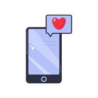 Color phone with a love message. Drawing in flat style. vector