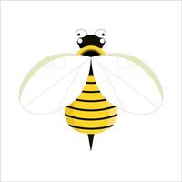 Bee on isolated white background in cartoon style. Bee top view. vector