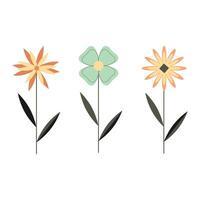 Set of flowers in Bauhaus style. Abstract geometric shapes. vector