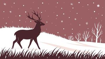 A deer is standing in the snow in the winter vector