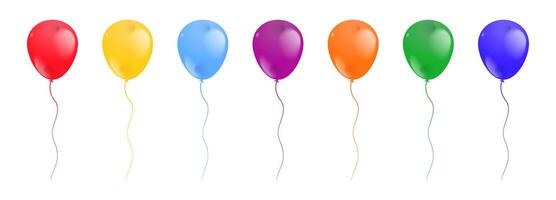 Set of bright colorful realistic inflatable helium balloons isolated on white background vector