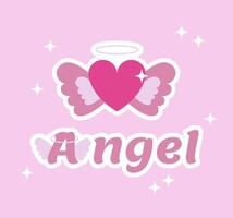 Heart with nimbus and angel wings sticker in y2k style . Sign Angel logo, design element illustration for card, print. Nostalgic 90s, 2000s icon vector