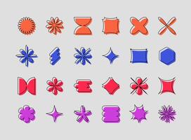 Collection of brutal abstract shapes. Minimalist elements, futuristic, geometric figures, signs, forms vector