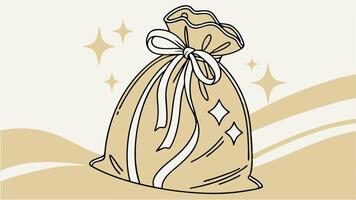 A bag with a bow on it in a gold color vector