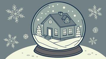A snow globe with a house inside vector
