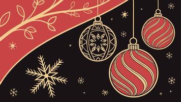 Christmas background with ornaments and snowflakes vector