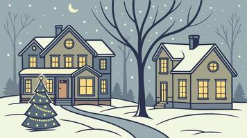 A cartoon illustration of a house in the snow vector
