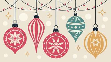 Christmas ornaments hanging on a string vector
