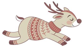 Christmas toy knitted deer. Handmade knitted toy created with technology. vector