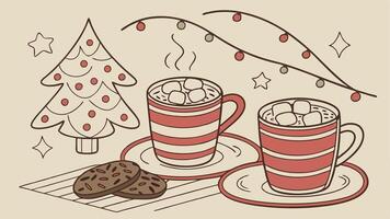 Festive Delights Unveiled. Christmas Hot Cocoa and Marshmallow Charm vector