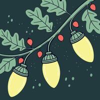 Christmas yellow lights bokeh defocused dark background vector