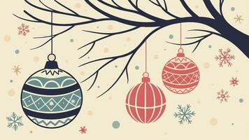Christmas tree with ornaments and snowflakes vector
