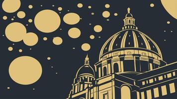 A drawing of a building with a dome and bubbles vector