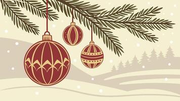 Christmas background with ornaments and fir tree vector
