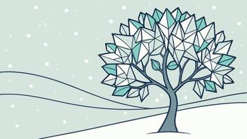 A tree with snow on it in a winter scene vector