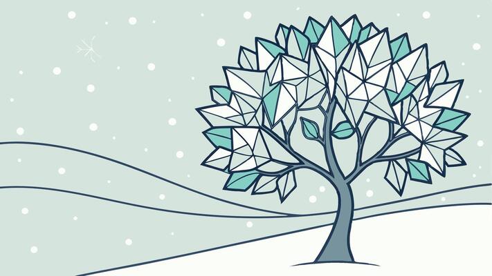 A tree with snow on it in a winter scene