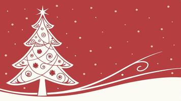 Cute small abstract white christmas tree on red background with copy space vector