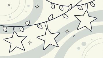 Shiny stars string light decoration on abstract background with blurred lights vector