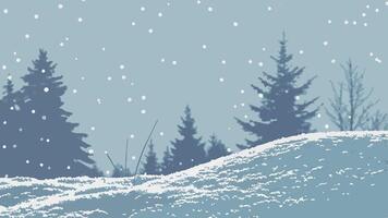 Winter landscape with snow and trees vector