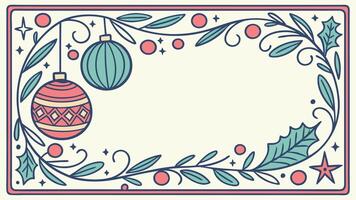 Christmas card frame with baubles and christmas decor and a blank centre transparency file vector
