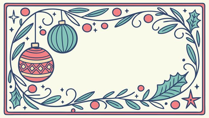 Christmas card frame with baubles and christmas decor and a blank centre transparency file