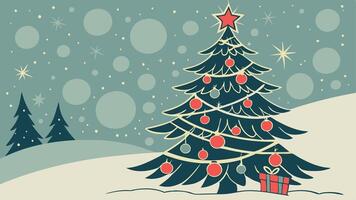 Beautiful christmas tree and bokeh background .glittering. paticle. vector