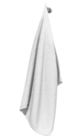 Towel mockup hanging on hanger and hook mockup for design, branding, advertising. Empty of fluffy isolated fabric for luxury hotel or hospital or perfumed towel in resort, spa, bathroom template png
