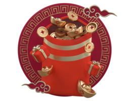 Chinese new year with 3D realistic red envelope, ornaments, gold coin, gold ingots, giftbox and chinese cloud for presentation, banner, Ads. Mid Autumn festive luxury concept. Year of the Snake png