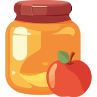 A jar of honey and an apple on a transparent background png