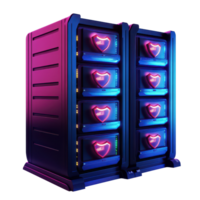 Cartoon depiction of secure data servers with protective shields in a modern digital environment, 3D Cartoon Secure Data Servers with Shields on transparent background png