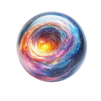 A colorful galaxy sphere representing cosmic beauty against a transparent background, a sphere with a colorful galaxy inside, transparent background png