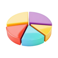 Colorful pie chart icon representing data distribution and analytics on a clean transparent background, 3d pie chart icon isolated on transparent background png