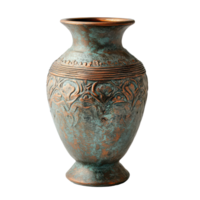 Antique decorative vase with intricate floral patterns on an isolated transparent background showcasing its craftsmanship, Antique vase isolated on transparent background png