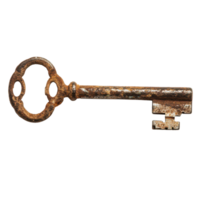 Antique rusted key showcasing vintage charm and memories, perfect for collectors and history enthusiasts, Antique Key with Rusted Lock A Symbol Memories and Stories, transparent background. png