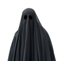 A mysterious ghost draped in a black robe stands against a stark transparent background, evoking an eerie atmosphere, A ghost with a black robe, transparent background png