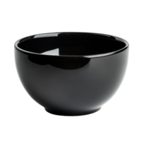 A sleek black bowl sits elegantly on a transparent background, showcasing its smooth design and modern aesthetic, black bowl on transparent background png