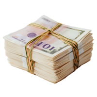 A detailed view of a neatly bundled stack of banknotes on a transparent background for financial representation, A bundle banknotes transparent background png