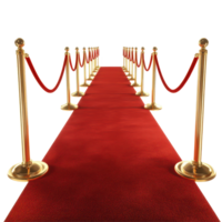 Glamorous red carpet lined with gold barriers for a prestigious event at an elegant venue, a red carpet with gold barriers creating a glamorous entrance, transparent background. png
