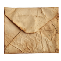 Antique paper envelope with a textured surface, showcasing its age and historical significance on a transparent background, Antique Paper Envelope, transparent background. png