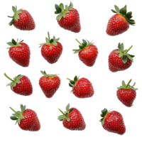 Fresh strawberries arranged beautifully in a pattern on a clean transparent background showcasing their vibrant color, 2024 Formed by Strawberries on transparent background png