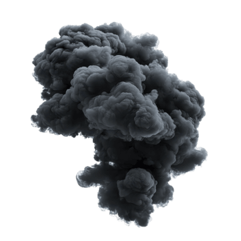 Black clouds billow dramatically against a stark transparent background, creating a striking visual contrast of nature, black cloudsisolated on transparent background png