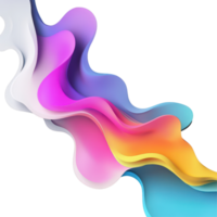 Fluid shapes with vibrant color transitions create a striking visual on a black background, 3D Shapes with Fluid Color Transitions on Black Background, transparent background. png