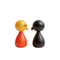 Minimalist icon figures engage in conversation with speech bubbles on a simple background, 3D Minimal Icon Figures with Speech Bubbles Isolated on transparent background png