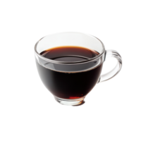 Enjoying a rich cup of black coffee in a clear glass on a clean transparent background, Black coffee in glass cup on transparent background png