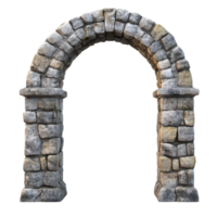 Ancient stone archway with weathered stones against a transparent background, showcasing enduring craftsmanship and history, Ancient Stone Archway - transparent background png