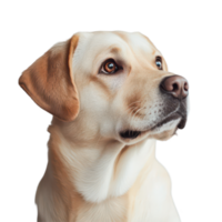 A beautiful Labrador retriever sitting gracefully against a soft transparent background with an attentive expression, Beautiful Labrador retriever on transparent background png