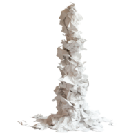A towering structure of crumpled paper creating an artful chaos against a bright background, Artful Chaos A Tower Crumpled Papers, transparent background. png